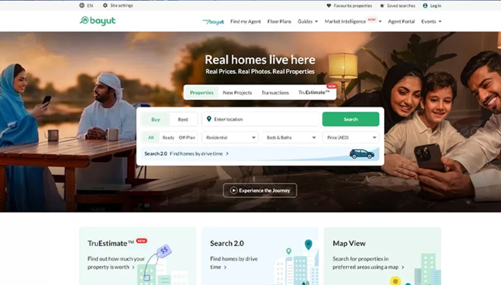 یکی از اپلیکیشن های خرید خانه در دبی bayut.com