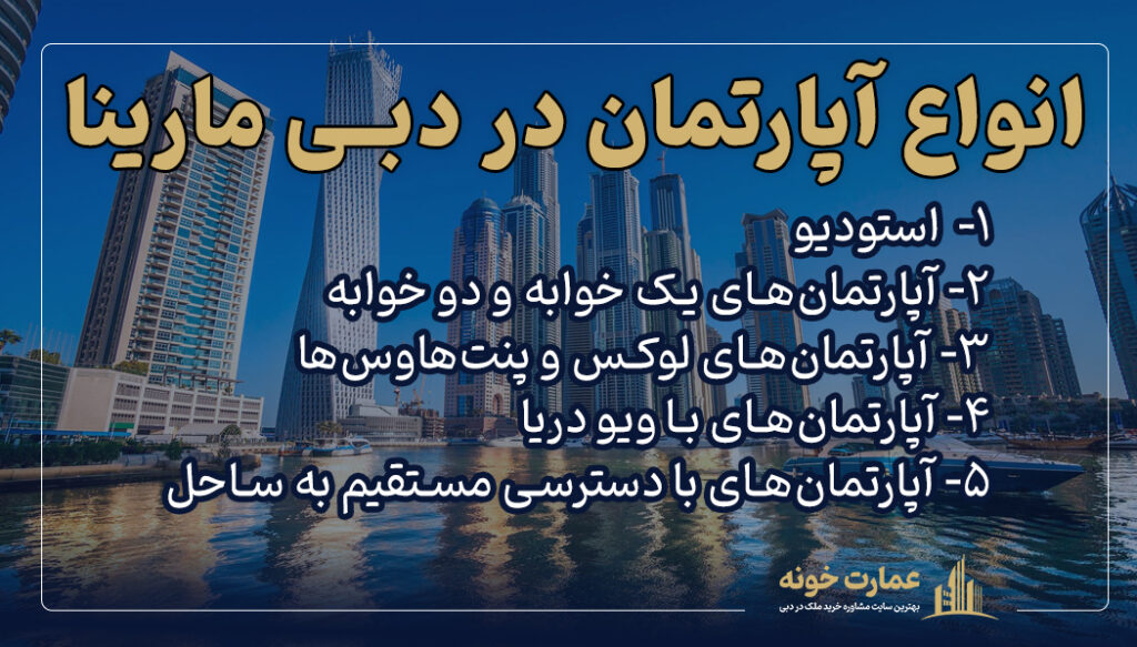 انواع آپارتمان در دبی مارینا برای اجاره و خرید