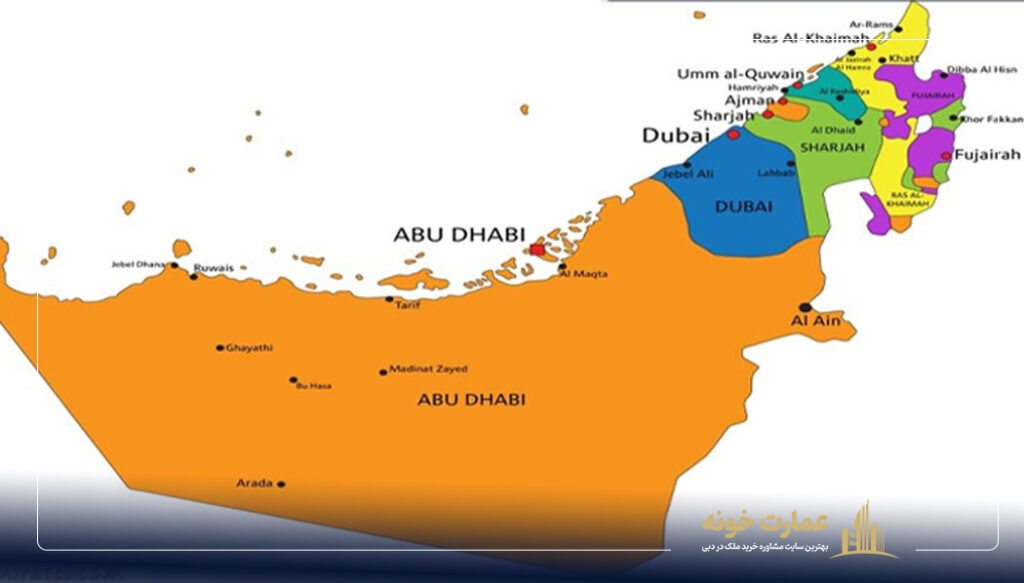 شهرهای امارات روی نقشه