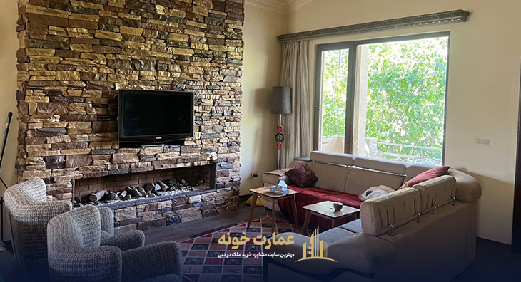 نور پذیرایی از حیاط تهاتر ویلا چناران دماوند با ملک دبی